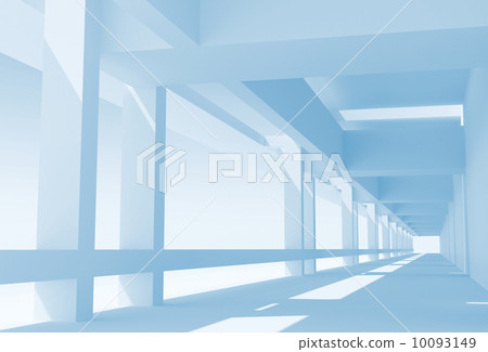 Abstract architecture 3d background with perspective view of blu 10093149