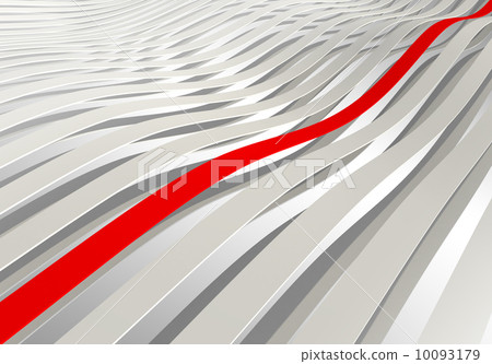 Abstract background: white 3d wave stripes with one red Abstract background: white 3d wave stripes with one red 10093179