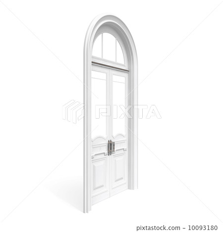white wooden door, half-turn isolated on white white wooden door, half-turn isolated on white 10093180