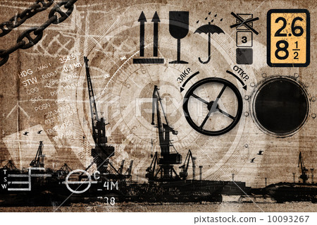 Standard signs on a flat brown cardboard box with copy space 10093267