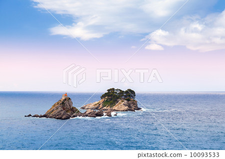 Small islands in Adriatic Sea. Petrovac bay, Montenegro 10093533