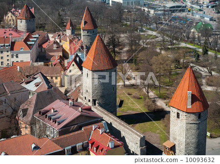 Aerial view on old fortress in Tallinn, Estonia 10093632