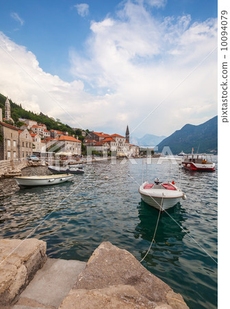 Bay of Kotor, Montenegro. Small boats moored in Perast town Bay of Kotor, Montenegro. Small boats moored in Perast town 10094079