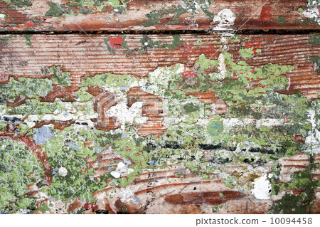 Old weathered painted wooden lining boards 10094458