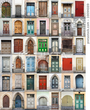 Clip-Art with big set of colorful wooden doors and gates from old town of Tallinn, Estonia 10094889