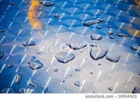 Texture of water drops on shining metal table surface with scratches and circular milling Texture of water drops on shining metal table surface with scratches and circular milling 10094929