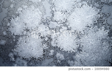 Abstract background with Ice crystals on the window glass Abstract background with Ice crystals on the window glass 10094980