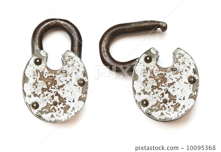Old lock isolated on white Old lock isolated on white 10095368