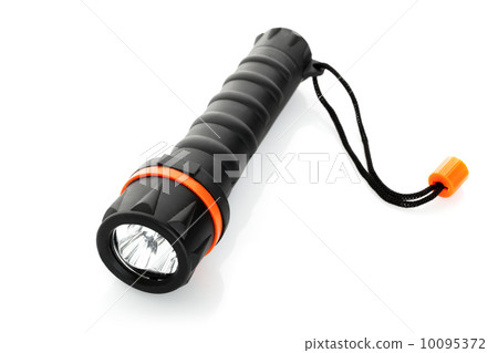 Portable waterproof flashlight isolated on white background Portable waterproof flashlight isolated on white background 10095372
