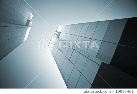 Abstract architecture monochrome background with two tall concre 10095461