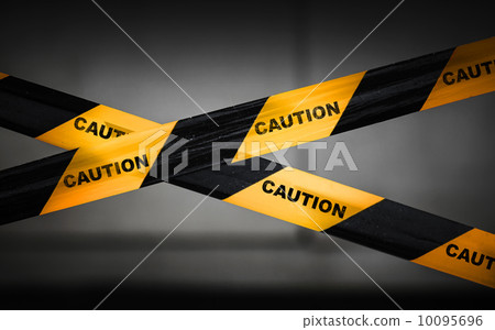 Black and yellow striped caution tape barrier Black and yellow striped caution tape barrier 10095696