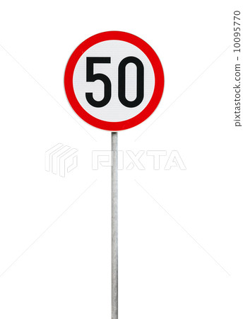 Round speed limit road sign isolated on white Round speed limit road sign isolated on white 10095770