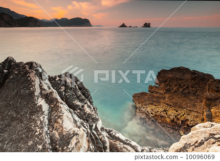 Morning landscape with stones on Adriatic Sea coast, Montenegro Morning landscape with stones on Adriatic Sea coast, Montenegro 10096069