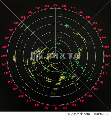 Black and red modern ship radar screen with round map 10096627