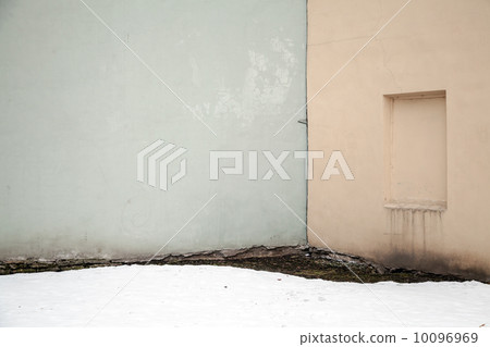 Abstract city fragment with walls and bricked-up window 10096969