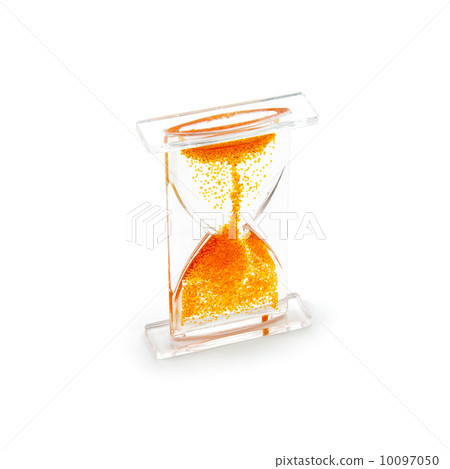Hourglass with a red gel bubbles lifting up isolated on white Hourglass with a red gel bubbles lifting up isolated on white 10097050