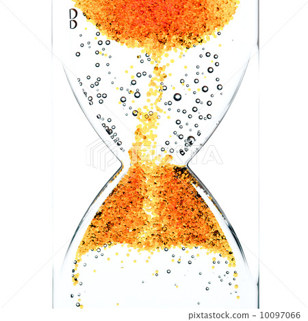 Hourglass with a red bubbles lifting up Hourglass with a red bubbles lifting up 10097066