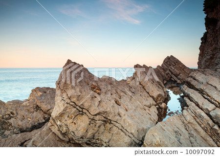 Coastal rocks and sky on Adriatic seacoast. Montenegro 10097092