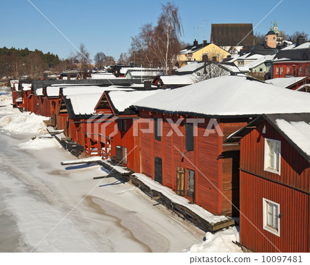 Red wooden houses on the river coast in Porvoo town, Finland (winter season) Red wooden houses on the river coast in Porvoo town, Finland (winter season) 10097481