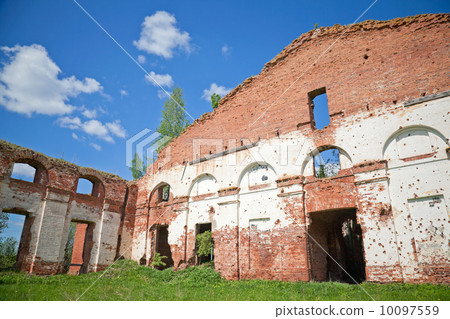 Abandoned landmark: walls of old military quarters. Abandoned landmark: walls of old military quarters. 10097559