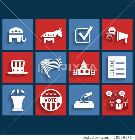 Election vector retro flat icons - Stock Illustration [10099176] - PIXTA