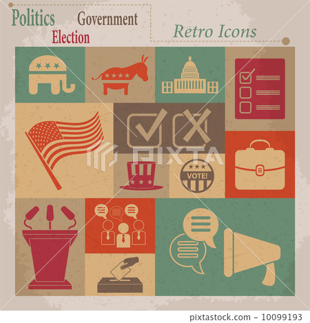 Election vector retro flat icons - Stock Illustration [10099193] - PIXTA