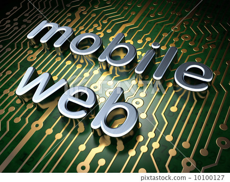 SEO web development concept: Mobile Web on circuit board background 10100127