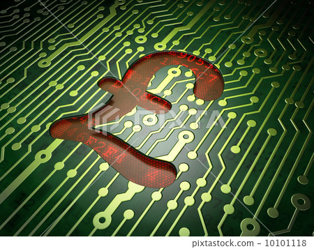Currency concept: Pound on circuit board background Currency concept: Pound on circuit board background 10101118