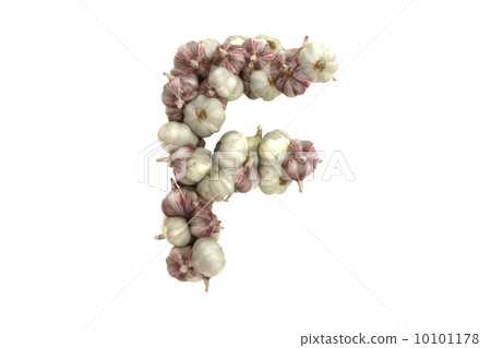 Garlic letter F on white background 10101178