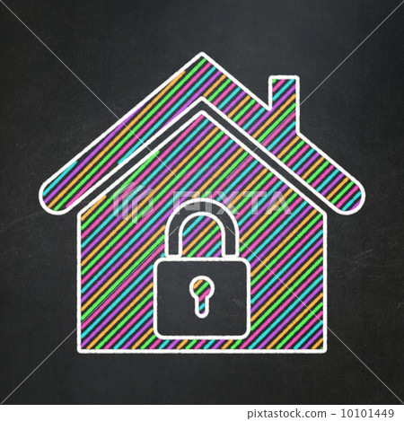 Privacy concept: Home on chalkboard background 10101449