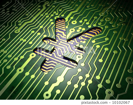 Currency concept: Yen on circuit board background Currency concept: Yen on circuit board background 10102067