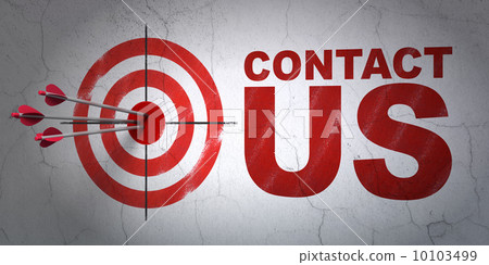 Marketing concept: target and Contact Us on wall background 10103499