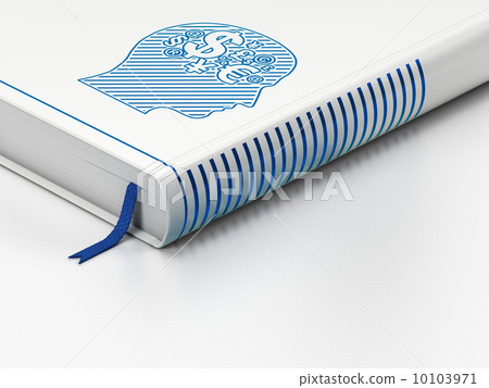 Business concept: closed book, Head With Finance Symbol on white background Business concept: closed book, Head With Finance Symbol on white background 10103971