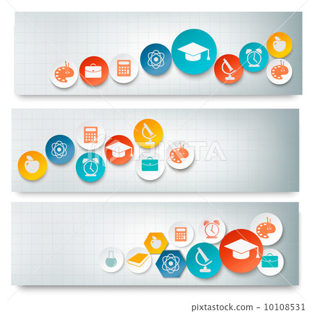 Set of education banners with icons. Vector - Stock Illustration ...