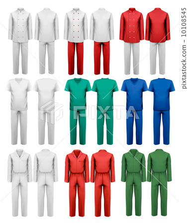 Set of overalls with worker. Design template. Vector illustratio Set of overalls with worker. Design template. Vector illustratio 10108545