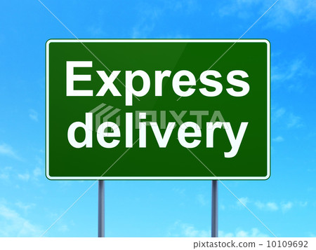Business concept: Express Delivery on road sign background 10109692