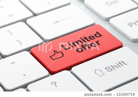 Business concept: Thumb Up and Limited Offer on computer keyboard background 10109759