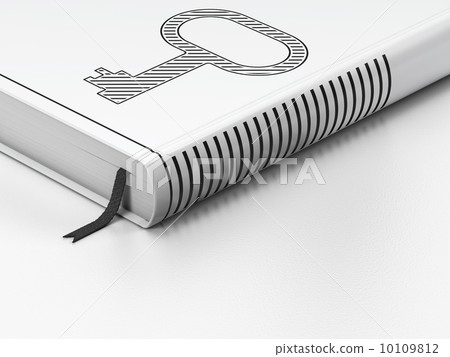 Security concept: closed book, Key on white background Security concept: closed book, Key on white background 10109812