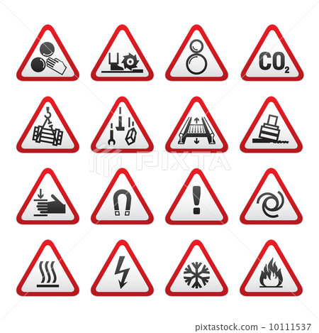 Set Simple of Triangular Warning Hazard Signs 10111537