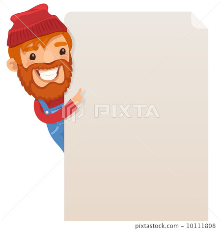 Lumberjack looking at blank poster 10111808