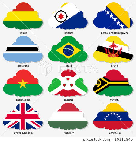 Set  Flags of world sovereign states in  form  clouds. Vector il 10111849