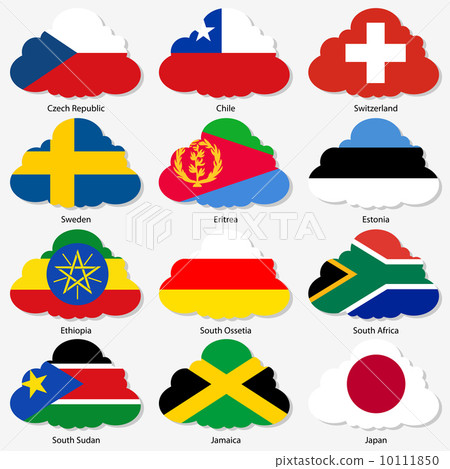 Set Flags of world sovereign states in form clouds. Vector il Set Flags of world sovereign states in form clouds. Vector il 10111850