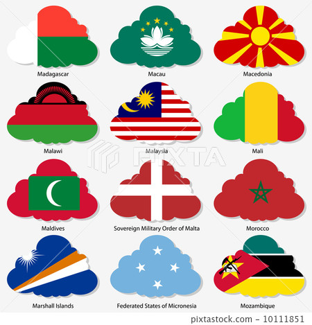 Set Flags of world sovereign states in form clouds. Vector il Set Flags of world sovereign states in form clouds. Vector il 10111851