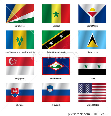 Set  Flags of world sovereign states. Vector illustration. 10112455