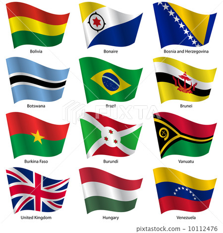 Set  Flags of world sovereign states. Vector illustration. 10112476