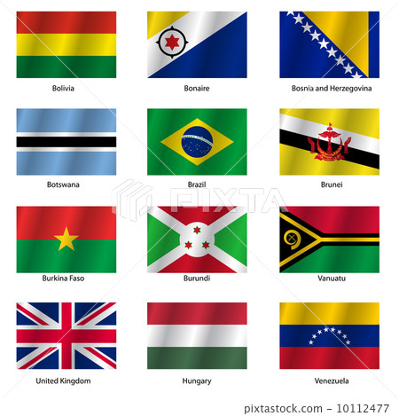 Set  Flags of world sovereign states. Vector illustration. 10112477