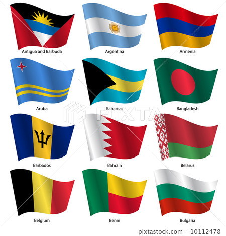 Set  Flags of world sovereign states. Vector illustration. 10112478