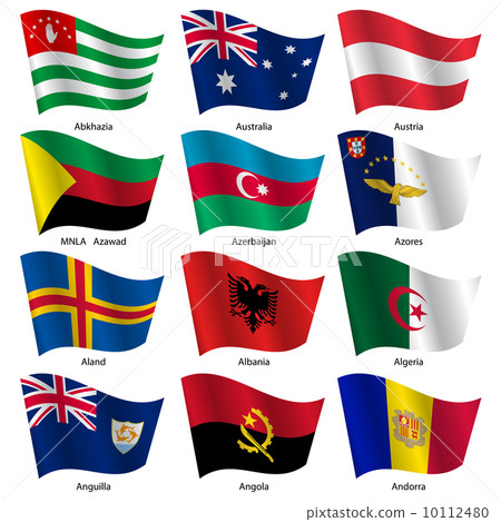Set  Flags of world sovereign states. Vector illustration. 10112480
