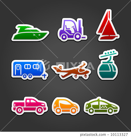 Set labels color transport icons 10113327
