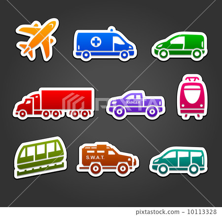 Set of stickers, transport color icons Set of stickers, transport color icons 10113328